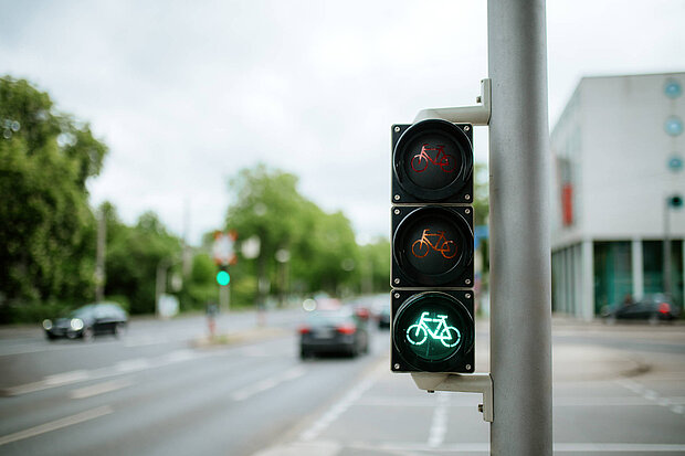 Bild Fahrradampel und Straße